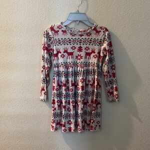 Hanna Anderson Festive Red and White Kids Dress 100% Cotton, Size 8/130cm